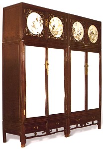 红木顶竖柜（一对）　清 115X56X242.5厘米